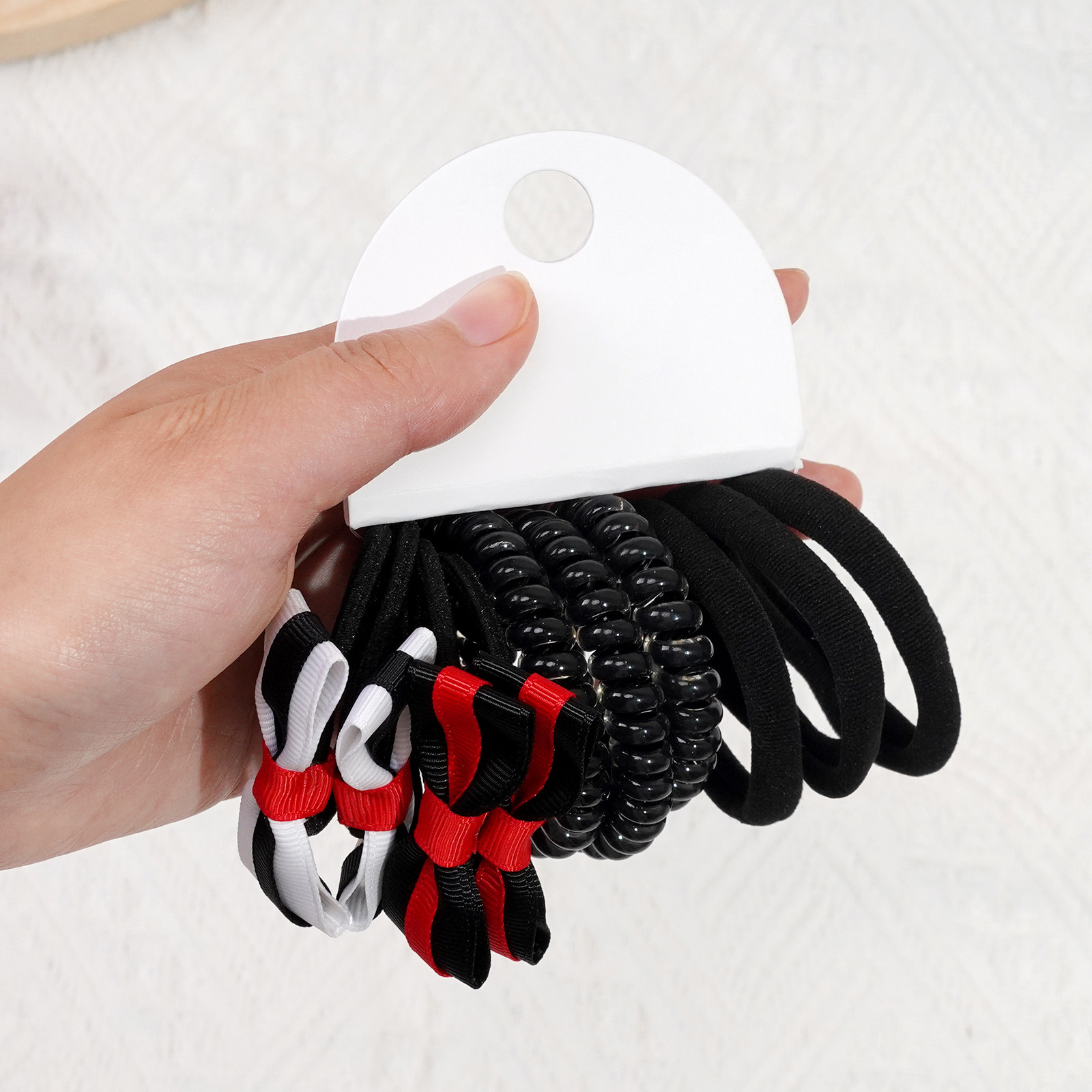 电话线皮筋组合黑色3