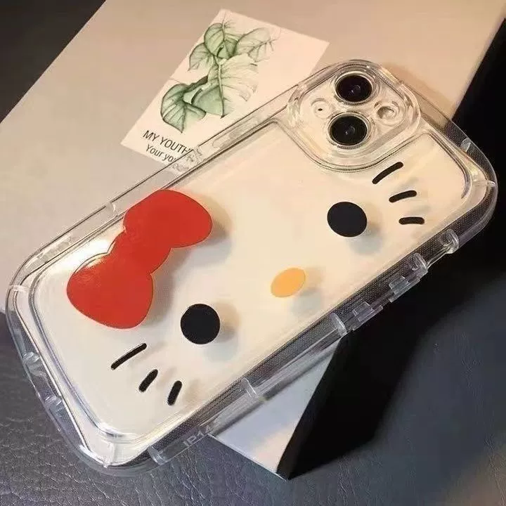 Чехол для телефона (Hello Kitty) совместим с iPhone 6–17, прозрачный с мягким бампером, защита от падений