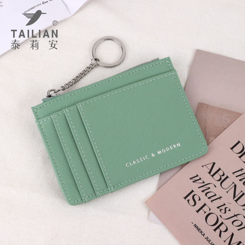 2024 nuevo bolso de tarjeta de patrón cruzado delgado para mujer versión coreana mini llavero multi-tarjeta de gama alta monedero