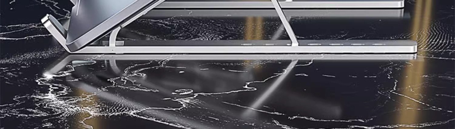 Laptop-Ständer, klappbar, Aluminium, Tablet-Ständer, drehbar, höhenverstellbar, Wärmezirkulation, Tragegriff – Laptop Stand