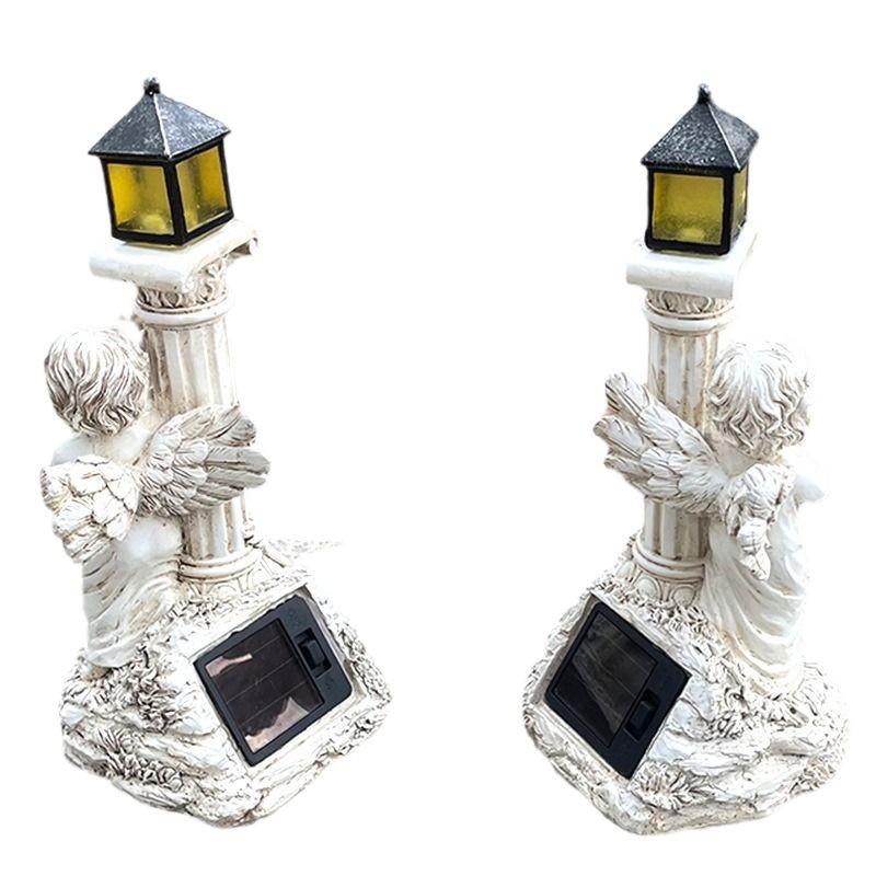  Garden Roman Column Little Angel Ornaments Home Resin New Retro Solar Character Crafts Handmade