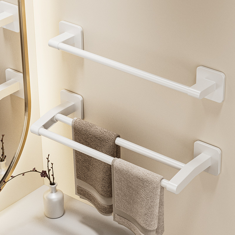 Kole White Bathroom Towel Shelf Punch-free Wall-mounted Toilet Storage Rack Single-pole Towel Storage Rack