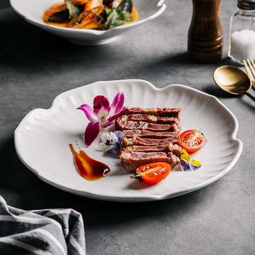 Japanese-style floral pattern ceramic restaurant tableware set Western dinner plate bowl set household noodle bowl large soup bowl salad bowl commercial