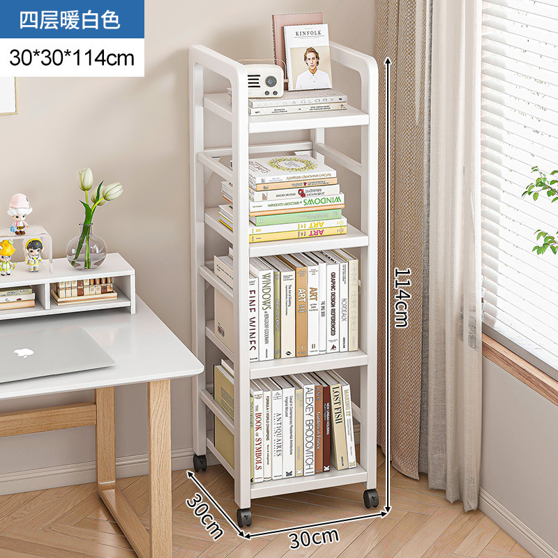 Estante de estantería de piso de múltiples capas de almacenamiento de hierro de costura estrecha estante del hogar escritorio móvil simple pequeña estantería