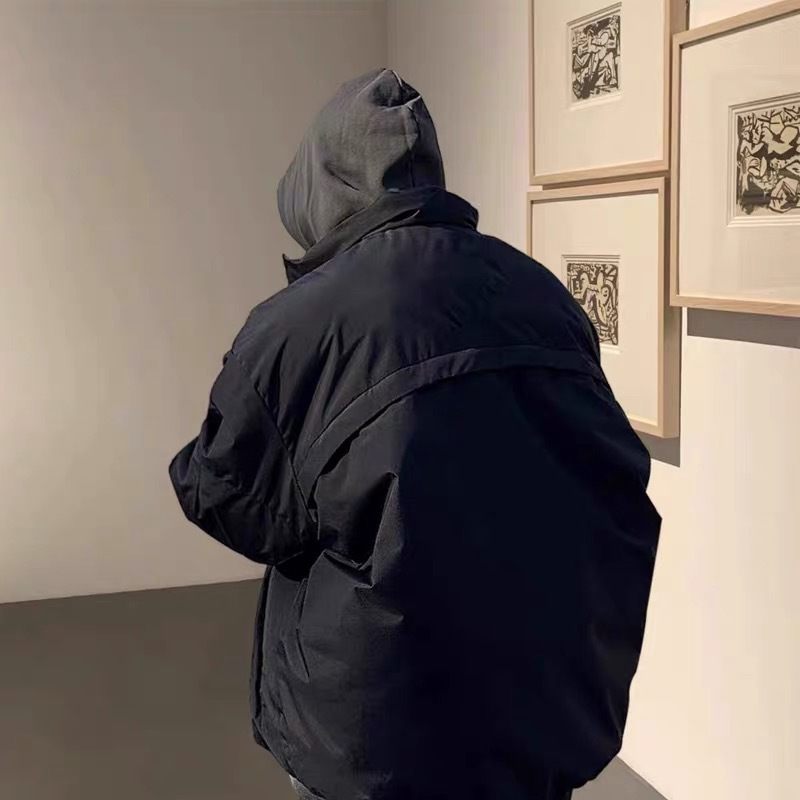 Versión desmontable FAR. ARCHIVO bolsillo oculto con cremallera color sólido par de cuello alto con cordón Chaqueta de algodón acolchado