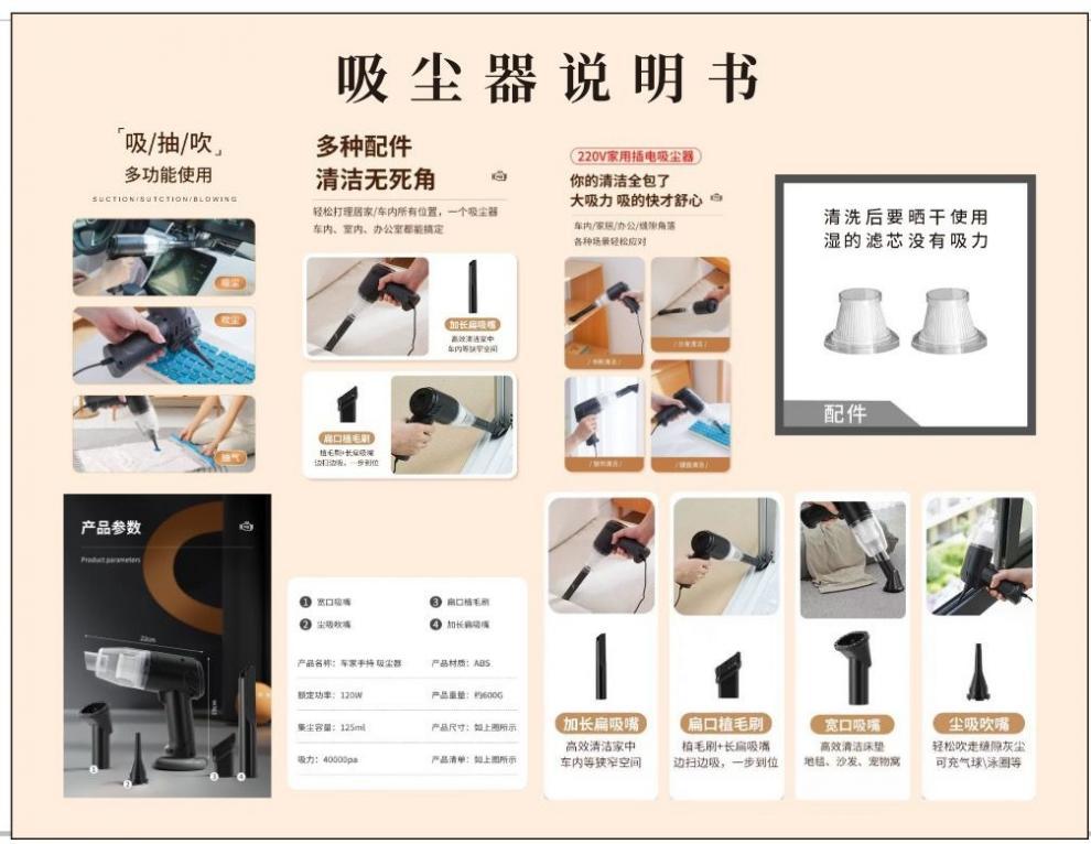 New model of wired handheld vacuum cleaner for both car and home use, with strong suction for pet hair removal, high-power car vacuum cleaner