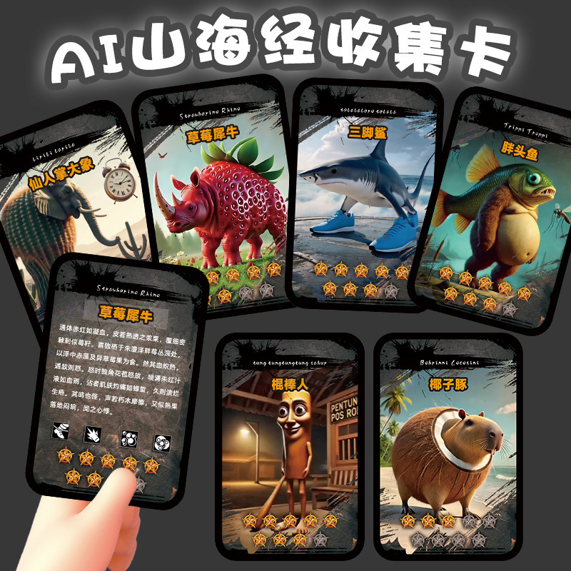 Cross-border New Products US Outer Mountains and Seas tungtung sahur Stick Man Nike Shark Collecting Warfare Card Toy
