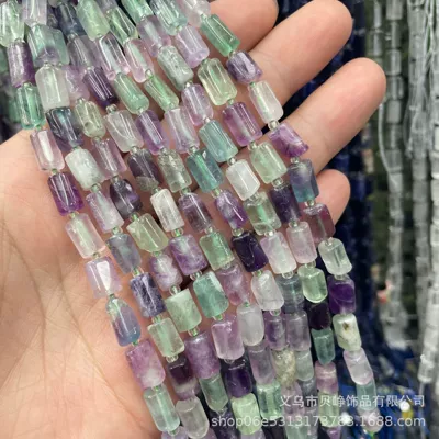 Zərgərlik ara hissələri: loose beads diy jewelry accessories - 24natural-fluorite-8x11mm-pillar-beads-approx-15-beads-per-strand-short-style