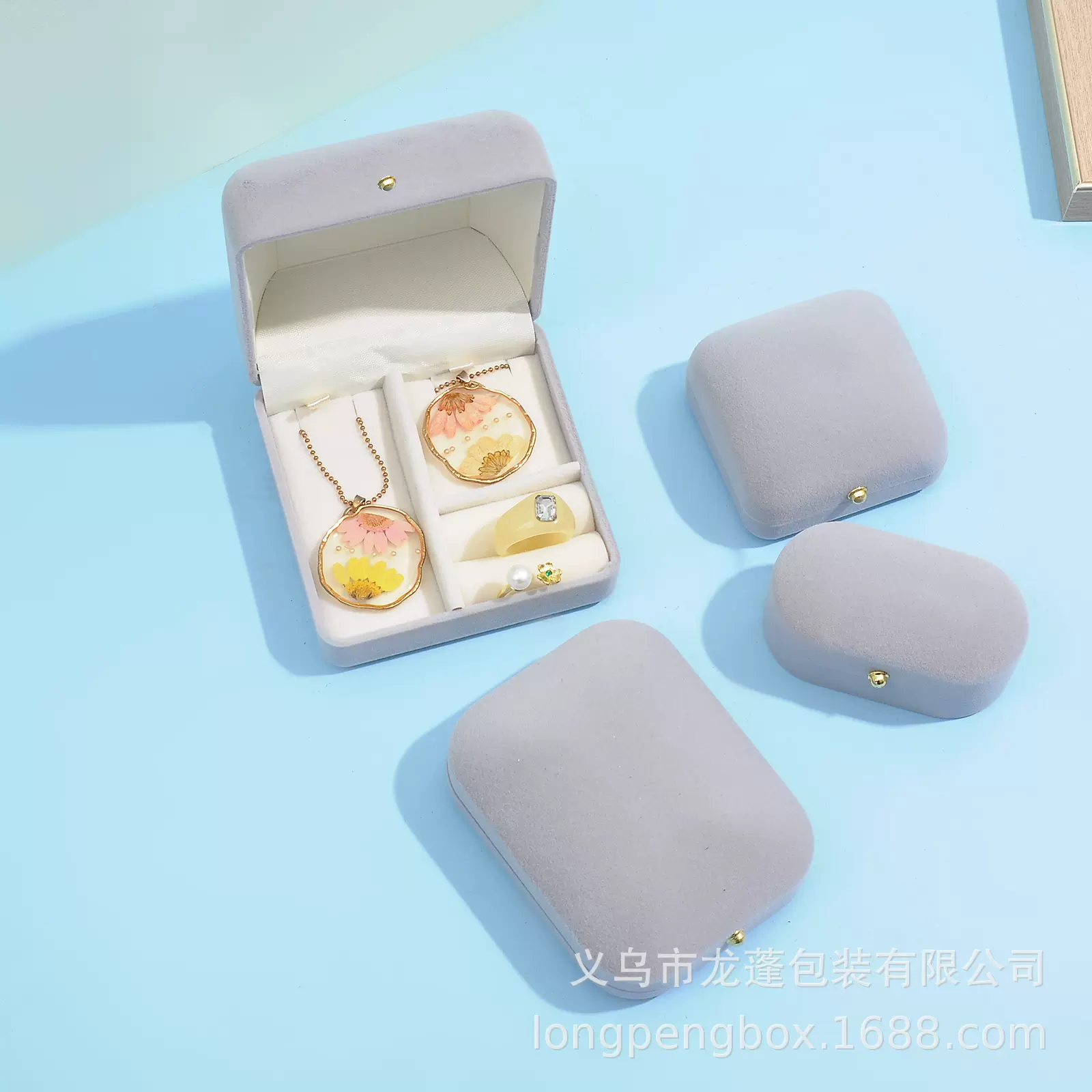 项链礼品盒戒指盒首饰包装盒子珠宝绒布首饰盒耳钉饰品收纳盒批发