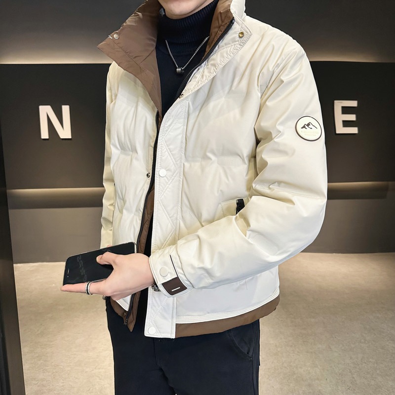 Woodpecker Winter Men's No-Wash down Jacket Lightweight Stand Collar Short Thickened Warm Duck down New Trendy Coat