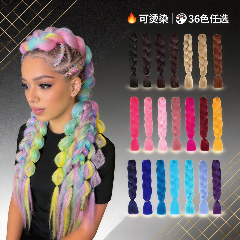 Colorful Wig Braids Jumbo Braids African Synthetic Fiber Crochet Braids Color-Blocked Large Braids Purple Wig Lo Colorful Wig Braids Jumbo Braids African Synthetic Fiber Crochet Braids Color-Blocked Large Braids Purple Wig Lo