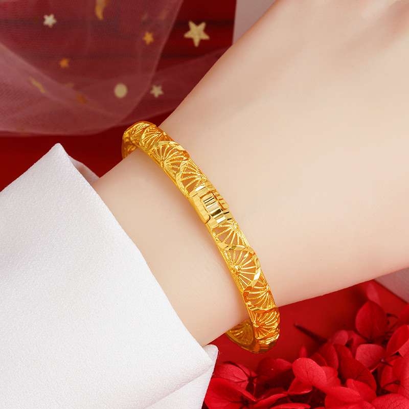 Shajin antiguo patrón de abanico pulsera de fijación de moda nacional lujoso ligero no se desvanece durante mucho tiempo fabricantes de joyas chapadas en oro