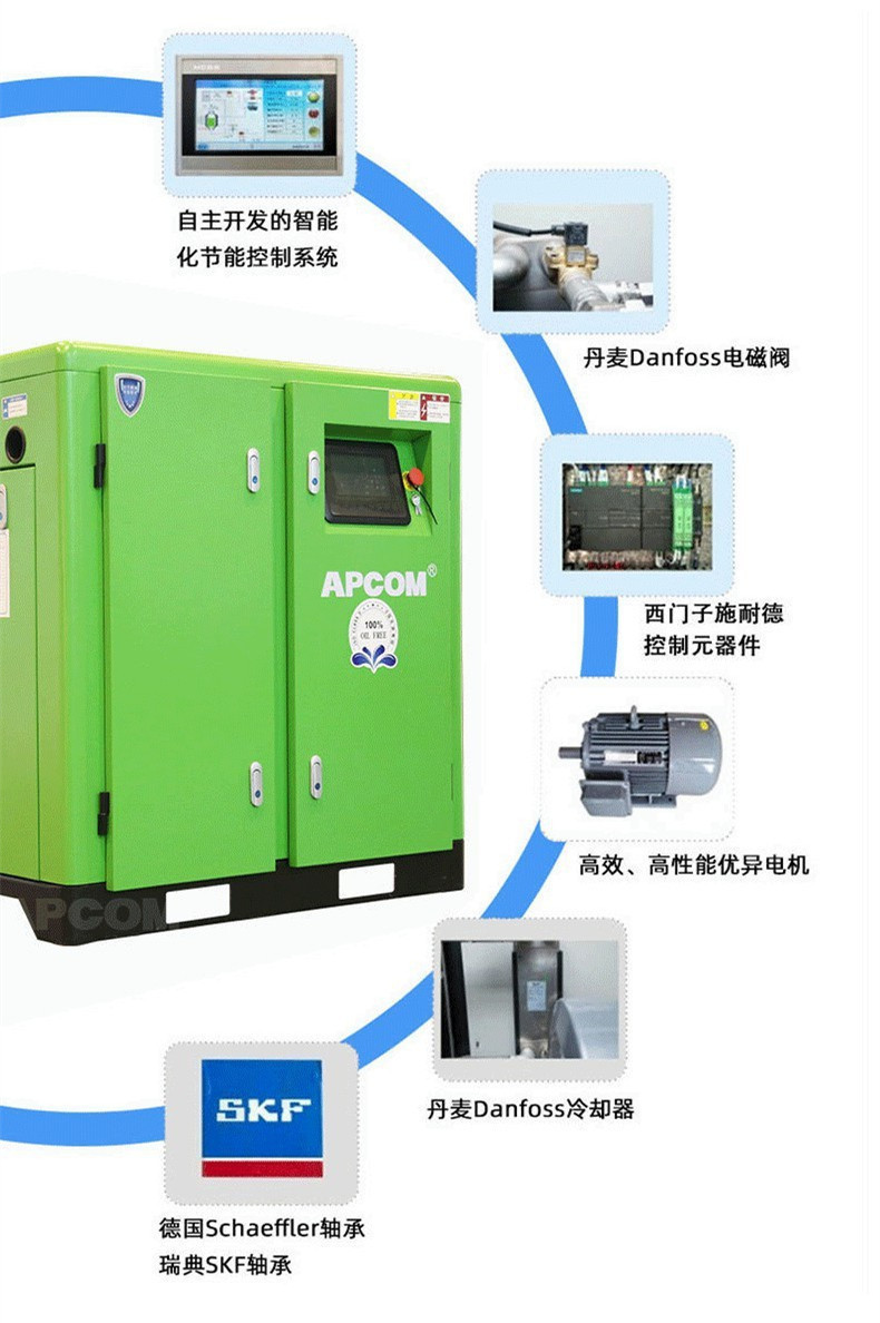 Oil-Free Water-Lubricated Screw-Type 37Kw Air Compressor 3 Cubic Meters Air-Cooled Small 22-Kilowatt Air Pump Air Compressor