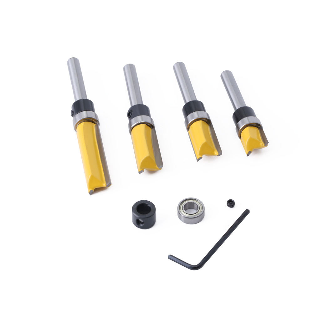 16-piece set 1/4 mango amarillo teniendo cuchillo recto azul recorte cuchillo poco teniendo carpintería cortador de fresado Accesorios