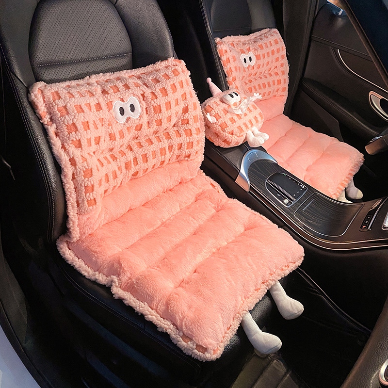 Automašīnas sēdekļa spilvens ziemas plīša tīkls slavenību auto sēdekļa spilvens vidukļa atbalsts integrēts rudens un ziemas plīša spilvens četru sezonu universāla dieviete_voghion.com