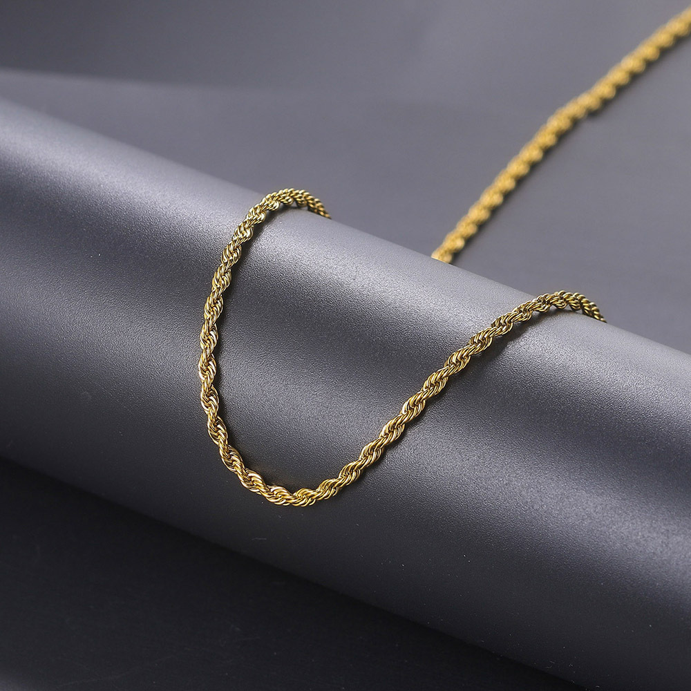 304 Stainless Steel Chain Material Twisted Rope Chain Chain Type 1 Piece Quantity Hip-hop Waves Stainless Steel Plating Men's Necklace