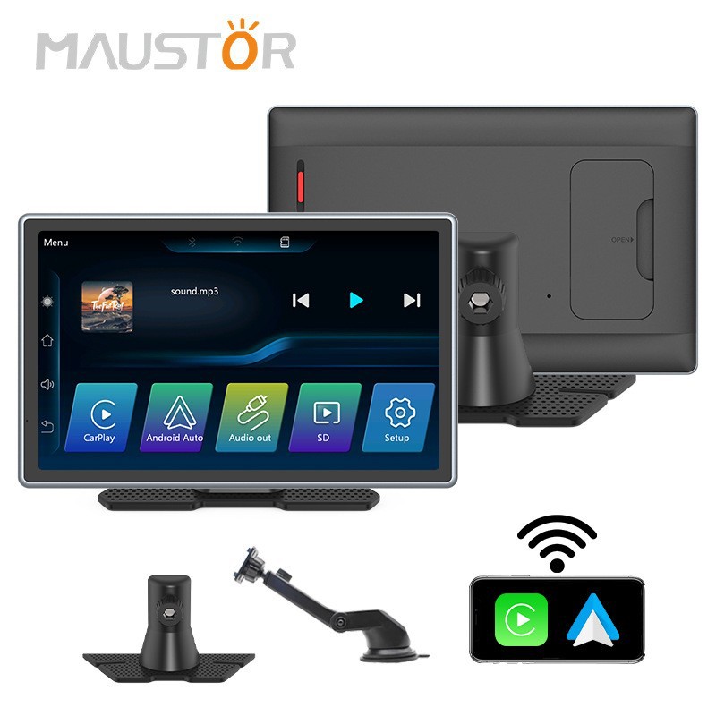 Nuevo modelo de 9 pulgadas portátil multimedia inalámbrico CARPLAY navegación Android Auto player