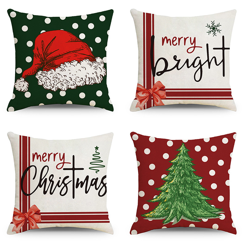 Fashion Christmas Tree Christmas Socks Letter Linen Pillow Cases display picture 4
