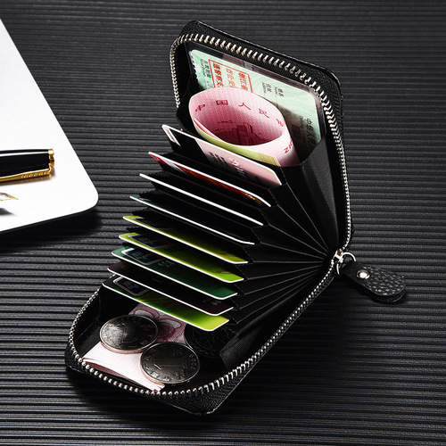 Card holder for men, anti-magnetic, multi-card slots, document storage, large capacity, driving license holder, small and lightweight, accordion style, card case, vertical design