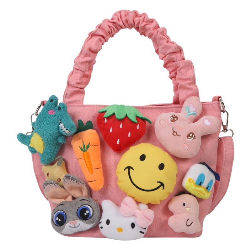Bolsa de dibujos animados 2023 Mori linda chica fea Linda costura muñeca estilo occidental plisado bolso de hombro portátil