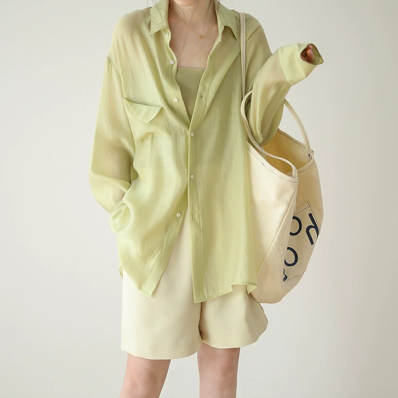 European Station New Tencel Sunscreen Shirt Women's Summer Thin Long-sleeved Shirt Jacket Fashionable Design Sense Niche Lazy Style