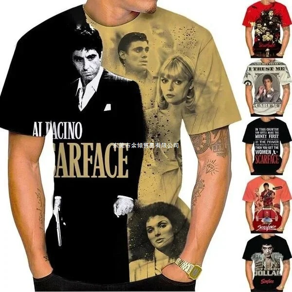 2024 New Fashion Movie Scarface Printed T-Shirt 3D Summer Men's and Women's Casual Harajuku Style T-Shirt Oversized Streetwear
