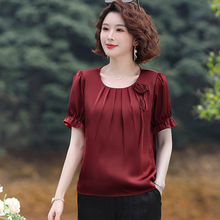 2025新款夏季中老年女装高端洋气小衫妈妈装漂亮气质上衣两件套装