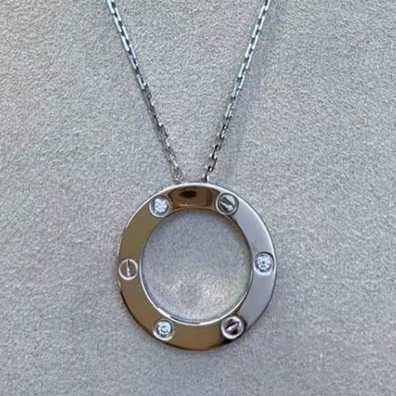 高バージョン Kajia LOVE シリーズネックレス厚メッキ 18K ダイヤモンドラウンドケーキラウンドネックレス ILOVE ペンダント鎖骨チェーン|undefined