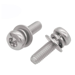 304 Plum blossom head machine screw flat spring pad combination GB2672 flat spring pad three combination M2M2.5M3M4-M8 