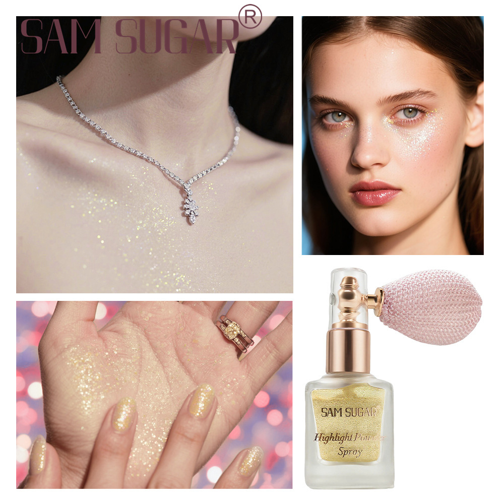 Cross-Border SAM SUGAR Highlighter Powder Spray Sparkling Body Highlight Contouring Shimmer Stage Makeup Glitter_voghion.com