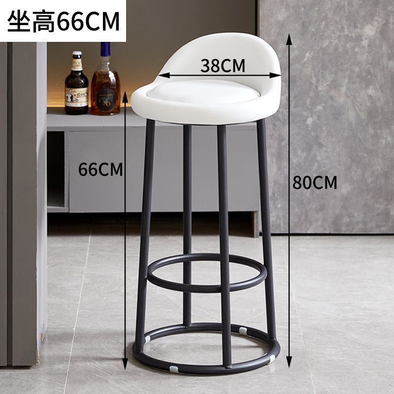 特厚铁艺凳子简约圆凳高脚凳家用靠背椅子吧台凳成人三环高折叠椅|undefined