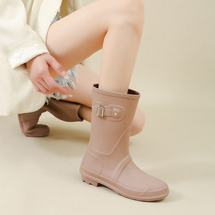 Fashion Japanese Women's Mid-rise Rain Boots Four Seasons Motorcycle Rain Boots Non-slip Waterproof Rain Boots Water Boots Mid-rise Boots Punk Shoes