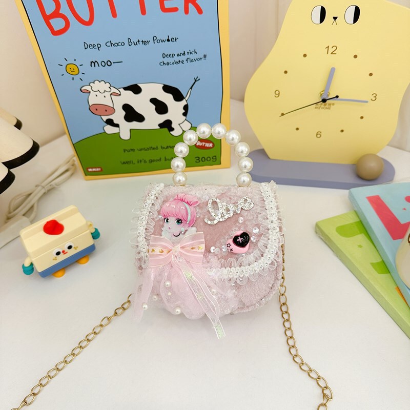 新しい子供のカバンの女の子の蝶結びの真珠のハンドバッグのファッションの洋気の王女の片肩の斜め掛けの小銭入れ|undefined