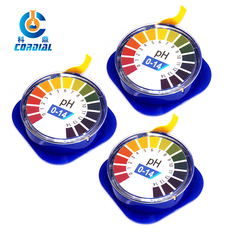 Keding tipo de exportación 5 m rollo de papel de prueba caja de plástico redonda de PH0-14 tipo de prueba PH valor de PH papel de prueba extenso