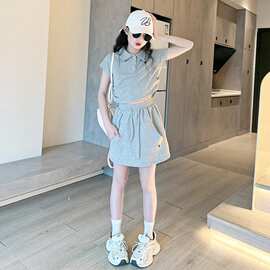 女童韩版洋气polo裙套装童套装2025夏款儿童时尚休闲两件套