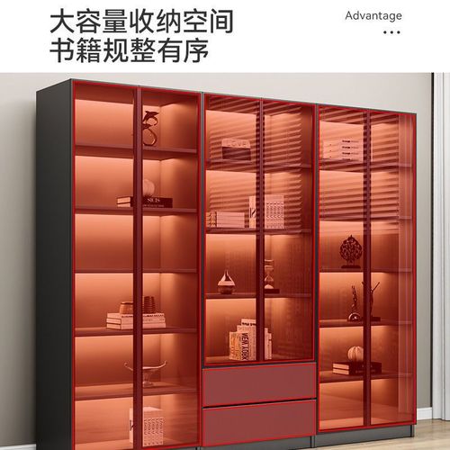 3x light luxury bookcase glass door simple modern living room home free combination bookcase office storage display figure
