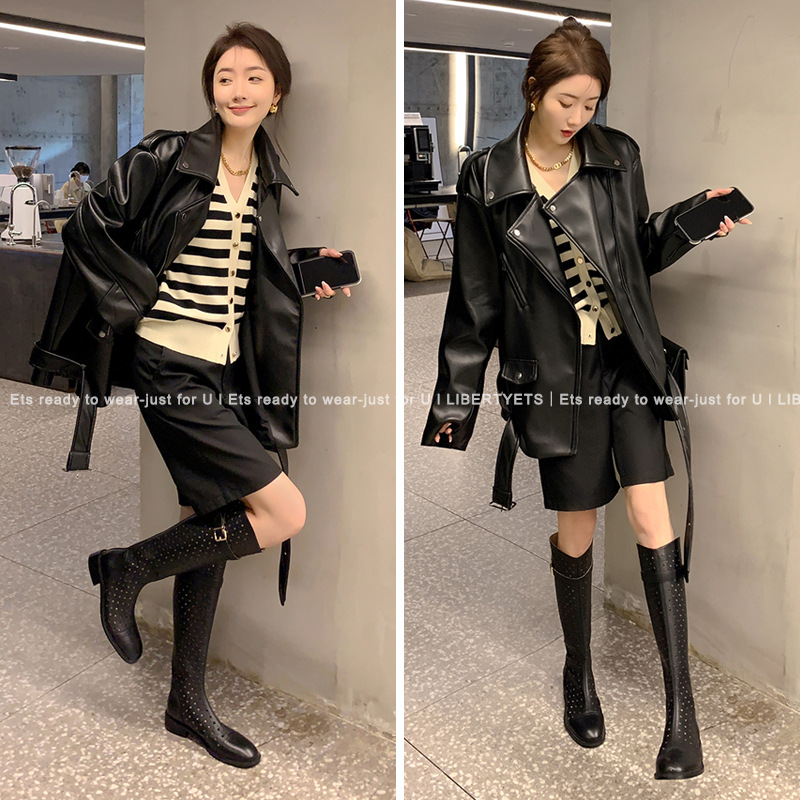Boot nữ cổ cao rỗng dạng lưới, phong cách hè, ống cao thoáng khí — Màu đen chi tiết 9