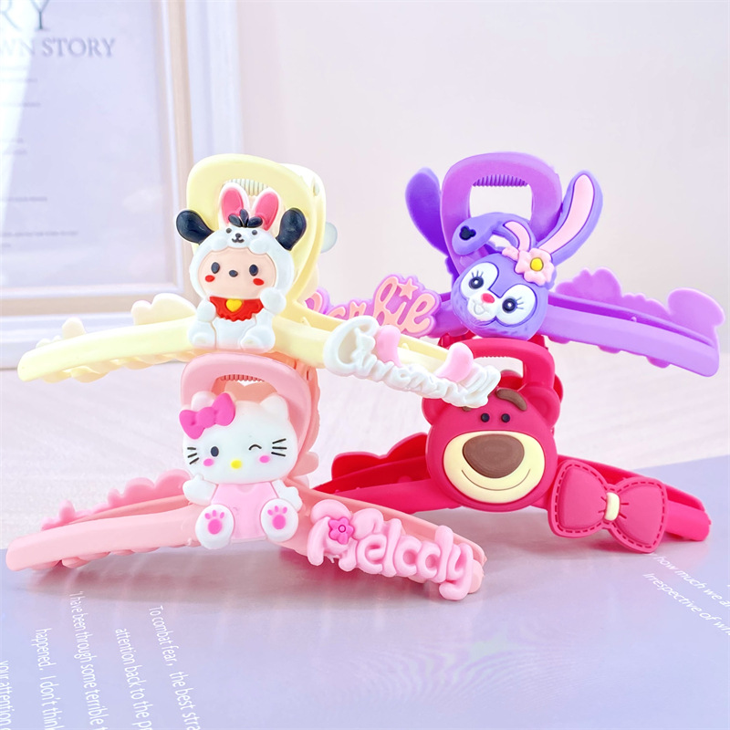 2023 nuevo clip de melocotón Rosa lindo oso arco accesorios para el cabello Dulce Crema pegamento horquilla clip de tiburón