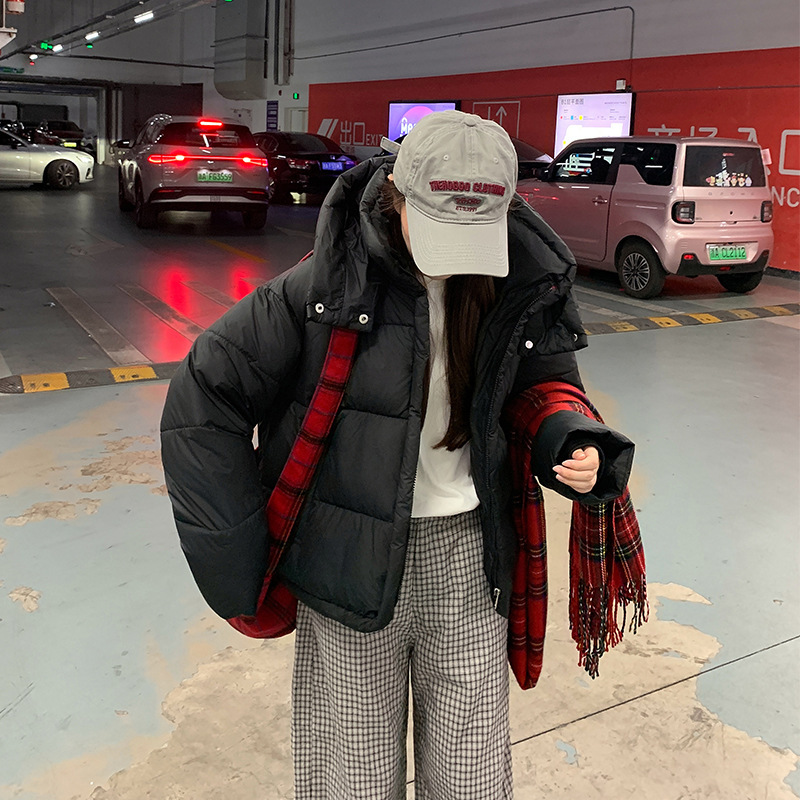 新款羽绒棉服韩版宽松立领连帽女冬季高级感加厚保暖面包服棉服|undefined