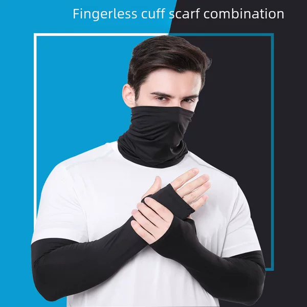 Sun Protection Arm Sleeves and Gloves Set, Breathable Ice Silk Mask Combo, Lycra Quick-Dry Motorcycle Riding Ice Sleeves