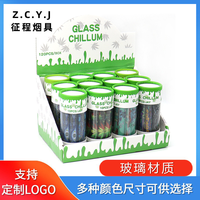 Hot sale New Multi-pattern display box 120 cylinder OG glass pipe portable glass straight pipe smoking set