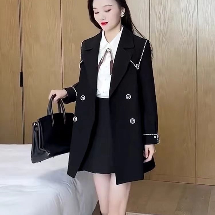 风衣外套女士春秋装2025新款设计感休闲小个子中长款气质西装大衣|undefined