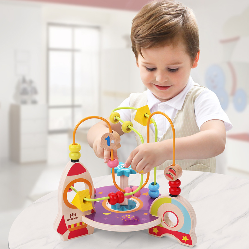 Kechao Children's Beads Toy Baby Beads 2 Educación temprana Montessori 6 Rompecabezas para bebés 0 Bloques de construcción 1 a 3 años 9 meses