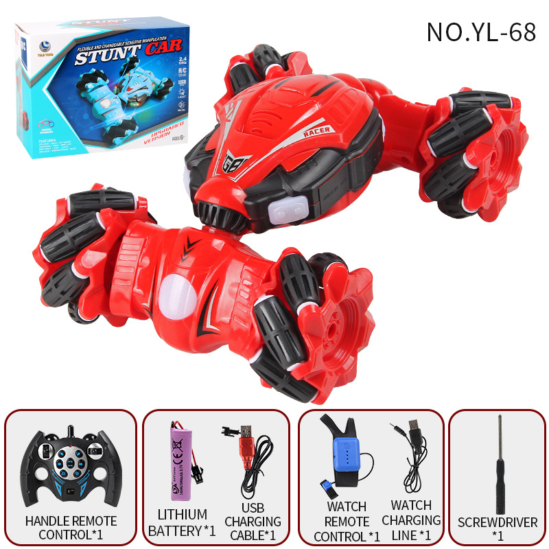 Yl - 68 2.4G acrobacia de torsión de ruedas transversales coche de control remoto rojo 1: 16 823g