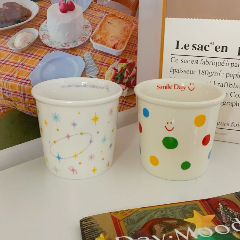 Insカラーポイント笑颜握りカップ可爱いセラミックエスプレッソカップ小容量ハンドカップ诞生日プレゼント|undefined
