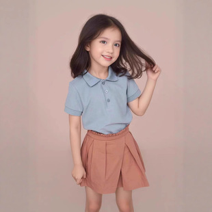 ��ͯ����t���ļ���Ůͯkids polo�r��A�ȫ��С�д�ͯУ�@��ins�L