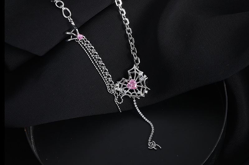 1 Pair Fashion Heart Shape Spider Web Copper Plating Hollow Out Inlay Zircon Womenu0027S Earrings Ne