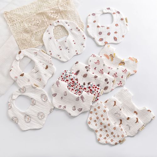 Baby bibs, baby saliva towels, 6-layer yarn, type A pure cotton flap bibs, newborn organic cotton soft saliva bags