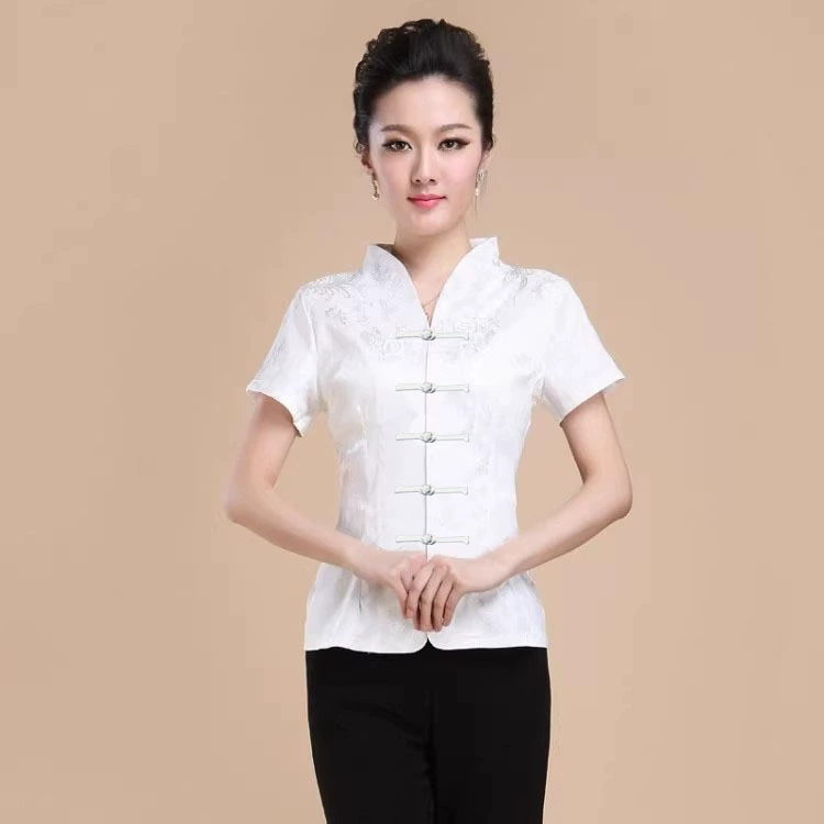 Handress Tang женская летняя блузка с короткими рукавами Китайский Улучшенный Чонсам мама платье женское Тан