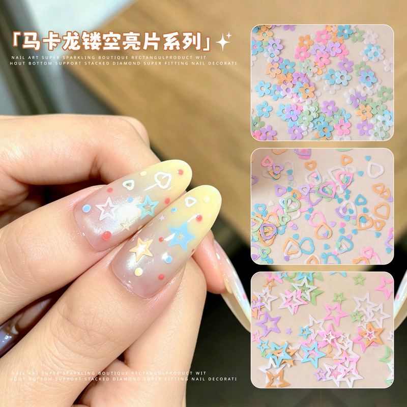 Hollow Ultra-Thin Five-Pointed Star Sequin Nail Art Accessories New Macaron Heart Flower Sequin Mixed Nail Stickers Hollow Ultra-Thin Five-Pointed Star Sequin Nail Art Accessories New Macaron Heart Flower Sequin Mixed Nail Stickers